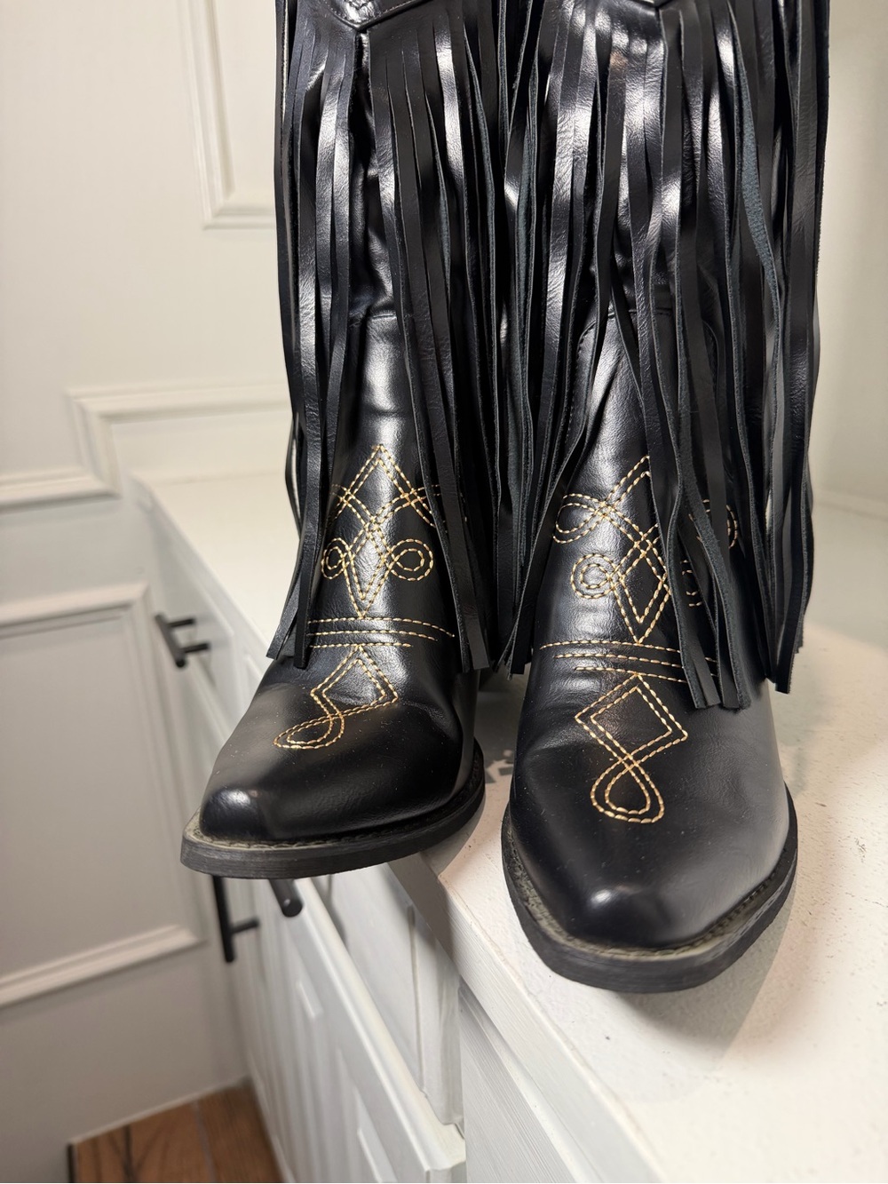 **SOLD**Wetkiss Fringe Cowboy Boots Women's 8 Black Western Boots Festival - Picture 3 of 9